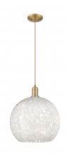 Innovations Lighting 716-1P-BB-G1216-14WM - White Mouchette - 1 Light - 14 inch - Brushed Brass - Cord hung - Mini Pendant