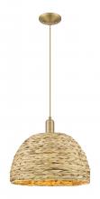 Innovations Lighting 716-1P-BB-RBD-16-NAT - Woven Rattan - 1 Light - 16 inch - Brushed Brass - Cord hung - Mini Pendant