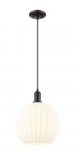 Innovations Lighting 716-1P-BK-G1217-12WV - White Venetian - 1 Light - 12 inch - Matte Black - Cord hung - Mini Pendant