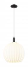 Innovations Lighting 716-1P-BK-G1217-14WV - White Venetian - 1 Light - 14 inch - Matte Black - Cord hung - Mini Pendant