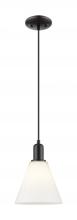 Innovations Lighting 716-1P-BK-GBC-81 - Berkshire Glass - 1 Light - 8 inch - Matte Black - Cord hung - Mini Pendant