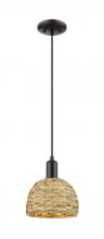 Innovations Lighting 716-1P-BK-RBD-8-NAT - Woven Rattan - 1 Light - 8 inch - Matte Black - Mini Pendant