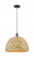 Innovations Lighting 716-1P-OB-RBD-16-NAT - Woven Rattan - 1 Light - 16 inch - Oil Rubbed Bronze - Cord hung - Mini Pendant