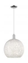 Innovations Lighting 716-1P-PC-G1216-14WM - White Mouchette - 1 Light - 14 inch - Polished Chrome - Cord hung - Mini Pendant
