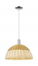 Innovations Lighting 716-1P-PC-NBD2-16-NAT - Natural Ballston Dome - 1 Light - 6 inch - Polished Chrome - Cord hung - Mini Pendant