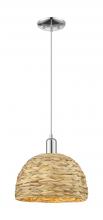Innovations Lighting 716-1P-PC-RBD-12-NAT - Woven Rattan - 1 Light - 12 inch - Polished Chrome - Cord hung - Mini Pendant