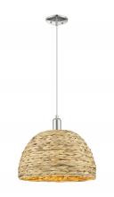 Innovations Lighting 716-1P-PN-RBD-16-NAT - Woven Rattan - 1 Light - 16 inch - Polished Nickel - Cord hung - Mini Pendant