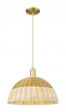 Innovations Lighting 716-1P-SG-NBD2-16-NAT - Natural Ballston Dome - 1 Light - 6 inch - Satin Gold - Cord hung - Mini Pendant