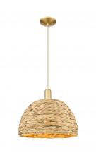 Innovations Lighting 716-1P-SG-RBD-16-NAT - Woven Rattan - 1 Light - 16 inch - Satin Gold - Cord hung - Mini Pendant