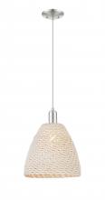 Innovations Lighting 716-1P-SN-NBD-12-NAT - Bristol Natural - 1 Light - 6 inch - Brushed Satin Nickel - Cord hung - Mini Pendant