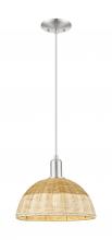 Innovations Lighting 716-1P-SN-NBD2-12-NAT - Natural Ballston Dome - 1 Light - 6 inch - Brushed Satin Nickel - Cord hung - Mini Pendant