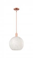 Innovations Lighting 716-1S-AC-G1216-12WM - White Mouchette - 1 Light - 12 inch - Antique Copper - Stem hung - Mini Pendant