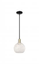 Innovations Lighting 716-1S-BAB-G1216-8WM - White Mouchette - 1 Light - 8 inch - Black Antique Brass - Stem hung - Mini Pendant