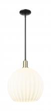 Innovations Lighting 716-1S-BAB-G1217-14WV - White Venetian - 1 Light - 14 inch - Black Antique Brass - Stem hung - Mini Pendant
