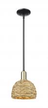 Innovations Lighting 716-1S-BAB-RBD-8-NAT - Woven Rattan - 1 Light - 8 inch - Black Antique Brass - Mini Pendant