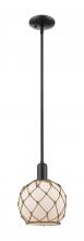Innovations Lighting 716-1S-BK-G121-8RB - Farmhouse Rope - 1 Light - 8 inch - Matte Black - Stem hung - Mini Pendant