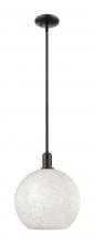 Innovations Lighting 716-1S-BK-G1216-12WM - White Mouchette - 1 Light - 12 inch - Matte Black - Stem hung - Mini Pendant