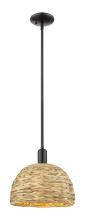 Innovations Lighting 716-1S-BK-RBD-12-NAT - Woven Rattan - 1 Light - 12 inch - Matte Black - Stem hung - Mini Pendant
