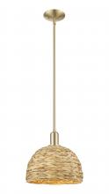 Innovations Lighting 716-1S-CB-RBD-12-NAT - Woven Rattan - 1 Light - 12 inch - Champagne Bronze - Stem hung - Mini Pendant