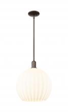 Innovations Lighting 716-1S-OB-G1217-14WV - White Venetian - 1 Light - 14 inch - Oil Rubbed Bronze - Stem hung - Mini Pendant
