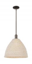 Innovations Lighting 716-1S-OB-RBD-16-NAT - Woven Rattan - 1 Light - 16 inch - Oil Rubbed Bronze - Stem hung - Mini Pendant