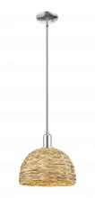 Innovations Lighting 716-1S-PN-RBD-12-NAT - Woven Rattan - 1 Light - 12 inch - Polished Nickel - Stem hung - Mini Pendant