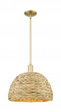 Innovations Lighting 716-1S-SG-RBD-16-NAT - Woven Rattan - 1 Light - 16 inch - Satin Gold - Stem hung - Mini Pendant