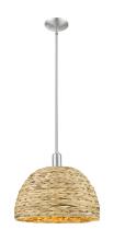 Innovations Lighting 716-1S-SN-RBD-16-NAT - Woven Rattan - 1 Light - 16 inch - Brushed Satin Nickel - Stem hung - Mini Pendant
