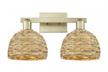 Innovations Lighting 716-2W-AB-RBD-8-NAT - Woven Rattan - 2 Light - 19 inch - Antique Brass - Bath Vanity Light