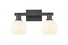 Innovations Lighting 716-2W-BK-G1217-6WV - White Venetian - 2 Light - 17 inch - Matte Black - Bath Vanity Light