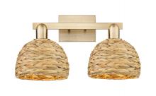 Innovations Lighting 716-2W-CB-RBD-8-NAT - Woven Rattan - 2 Light - 19 inch - Champagne Bronze - Bath Vanity Light