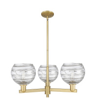 Innovations Lighting 716-3CR-BB-G1213-8CL - Athens Deco Swirl - 3 Light - 30 inch - Brushed Brass - Stem hung - Pendant