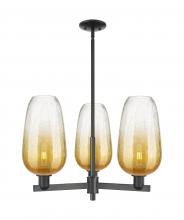 Innovations Lighting 716-3CR-BK-G484-7AM - Brookhaven Flute - 3 Light - 18 inch - Matte Black - Pendant