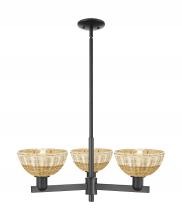 Innovations Lighting 716-3CR-BK-NBD2-75-NAT - Natural Ballston Dome - 3 Light - 18 inch - Matte Black - Pendant