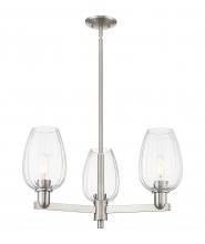 Innovations Lighting 716-3CR-SN-G457-6CL - Preston Flute - 3 Light - 18 inch - Satin Nickel - Pendant