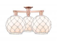 Innovations Lighting 716-3F-AC-G121-10RW - Farmhouse Rope - 3 Light - 28 inch - Antique Copper - Semi-Flush Mount