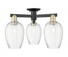 Innovations Lighting 716-3F-BAB-G457-6CL - Preston Flute - 3 Light - 6 inch - Black Antique Brass - Semi-Flush Mount