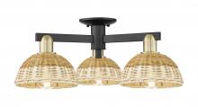 Innovations Lighting 716-3F-BAB-NBD2-75-NAT - Natural Ballston Dome - 3 Light - 6 inch - Black Antique Brass - Semi-Flush Mount