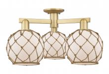 Innovations Lighting 716-3F-BB-G121-8RB - Farmhouse Rope - 3 Light - 26 inch - Brushed Brass - Semi-Flush Mount