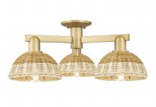 Innovations Lighting 716-3F-BB-NBD2-75-NAT - Natural Ballston Dome - 3 Light - 6 inch - Brushed Brass - Semi-Flush Mount