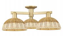 Innovations Lighting 716-3F-BB-NBD2-9-NAT - Bristol Natural II - 3 Light - 27 inch - Brushed Brass - Semi-Flush Mount