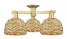 Innovations Lighting 716-3F-BB-RBD-8-NAT - Woven Rattan - 3 Light - 26 inch - Brushed Brass - Semi-Flush Mount