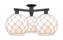 Innovations Lighting 716-3F-BK-G121-10RW - Farmhouse Rope - 3 Light - 28 inch - Matte Black - Semi-Flush Mount