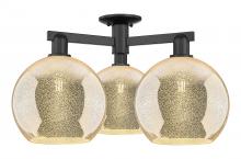 Innovations Lighting 716-3F-BK-G128-10 - Athens - 3 Light - 28 inch - Matte Black - Semi-Flush Mount