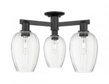 Innovations Lighting 716-3F-BK-G457-6CL - Preston Flute - 3 Light - 6 inch - Matte Black - Semi-Flush Mount