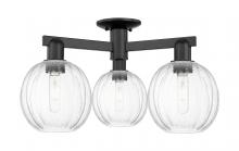 Innovations Lighting 716-3F-BK-G458-7CL - Preston Globe - 3 Light - 6 inch - Matte Black - Semi-Flush Mount