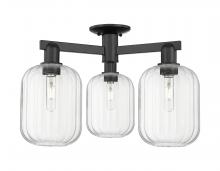 Innovations Lighting 716-3F-BK-G460-7CL - Preston Cylinder - 3 Light - 6 inch - Matte Black - Semi-Flush Mount