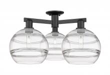 Innovations Lighting 716-3F-BK-G556-10CL - Rochester - 3 Light - 28 inch - Matte Black - Semi-Flush Mount