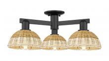 Innovations Lighting 716-3F-BK-NBD2-75-NAT - Natural Ballston Dome - 3 Light - 6 inch - Matte Black - Semi-Flush Mount