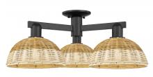 Innovations Lighting 716-3F-BK-NBD2-9-NAT - Bristol Natural II - 3 Light - 27 inch - Matte Black - Semi-Flush Mount